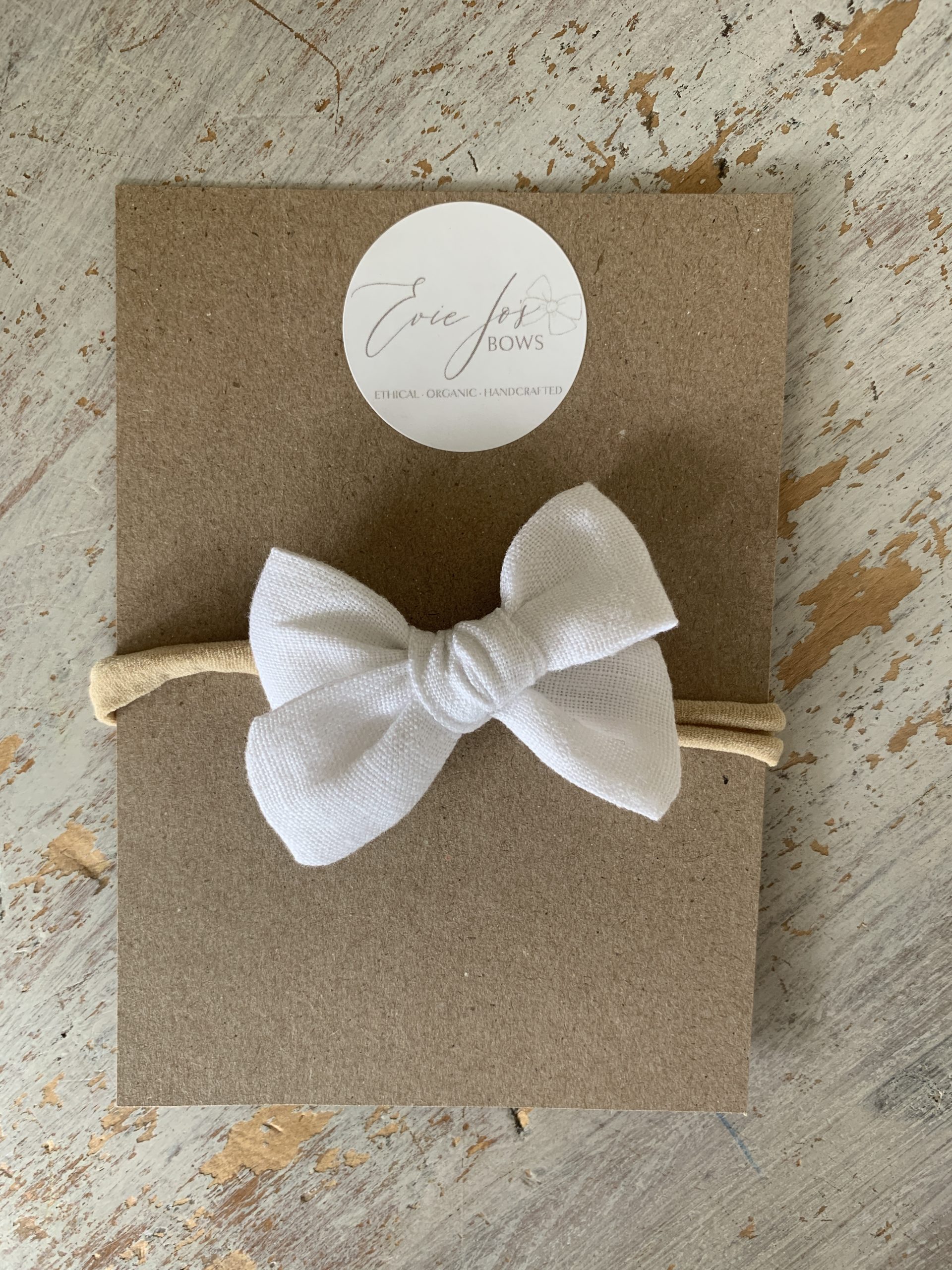 Baby Bow Pure White Linen Evie Jo's Bows